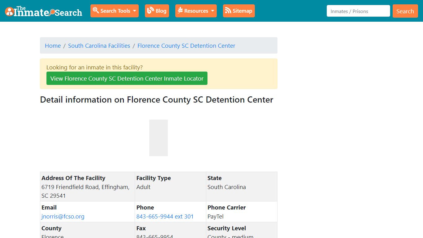 Information on Florence County SC Detention Center