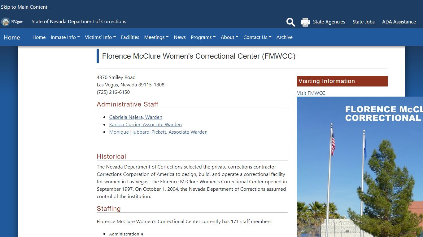 Florence McClure Women's Correctional Center Facility ...